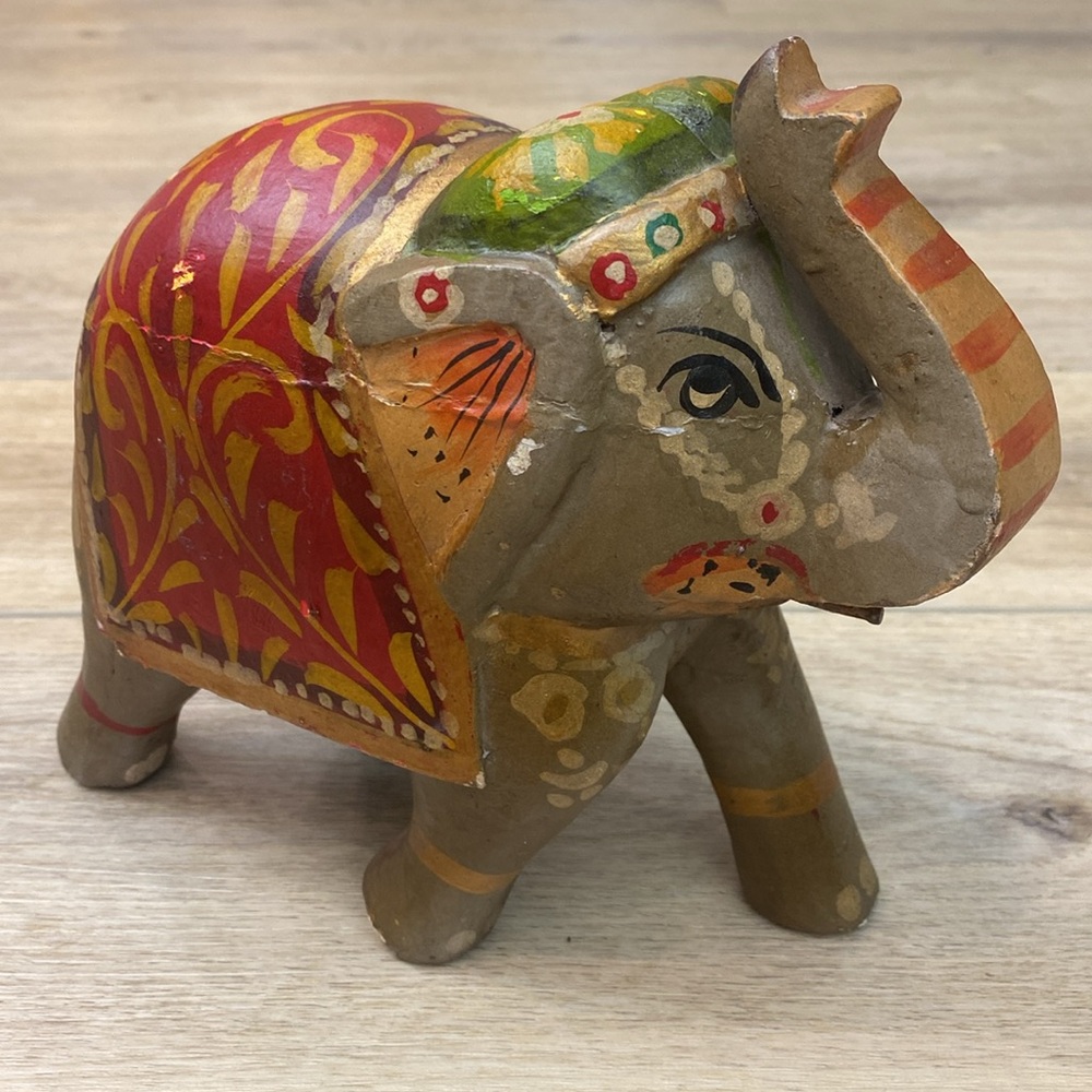 Vintage Hand painted Elephant Figurine Sculpture